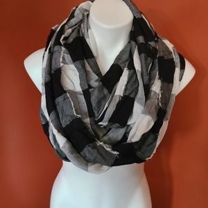 Maurices Black and White Checkered Buffalo Plaid Infinity Scarf